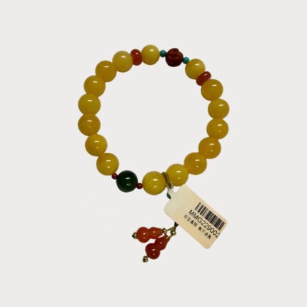 Chicken-Yolk Yellow Baltic Amber Bracelet with Buddha Head – Natural Amber Prayer Bead Bracelet